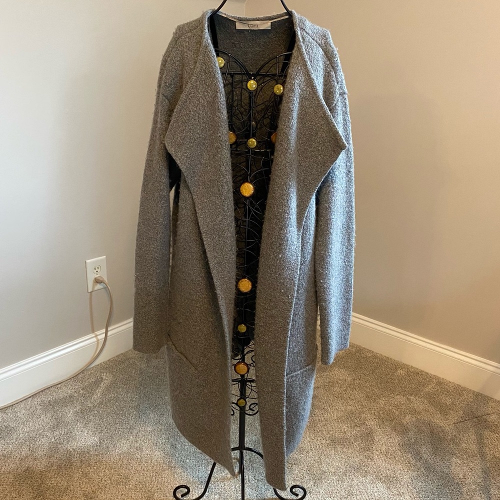 Loft Ann Taylor Grey Wool Cardigan